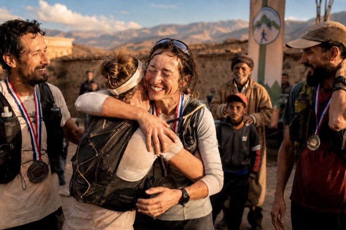 Runners at the Rise Ultra finish line in the High Atlas